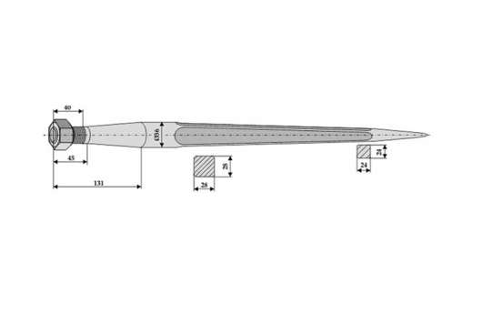 Balspjut, M22 x 1,5. 600 mm