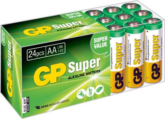 Batteri Alkaliner AA, 24-pack