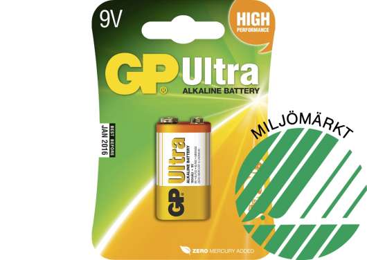 Batteri GP Alkaline Ultra 6LR61, 9 V