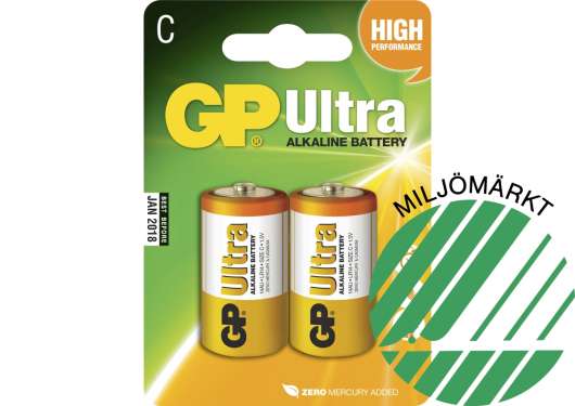 Batteri GP Alkaline Ultra LR14 C, 2-pack