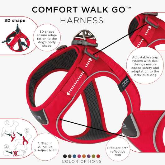 Comfort Walk Go Harness - M / Classic Red