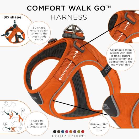 Comfort Walk Go Harness - XXS / Orange Sun