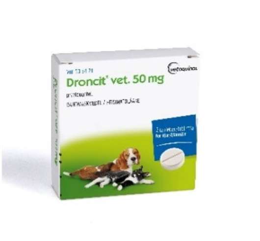 Droncit® vet. Oral tablett 50 mg, 2 st till Hund/Katt - 1 frp x 2 tabletter