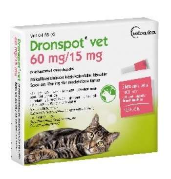 Dronspot® Vet. Spot-on, lösning 60 mg/ 15 mg till Medelstor Katt - 2 pipetter (2 x 0,70 ml)