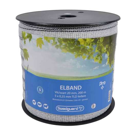 Elband Pro+ 20 mm vit/svart 200 m 5x0,25 Swedguard