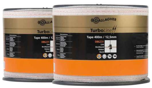 Elstängselband Duopack TurboLine 12,5mm vitt 2x400m Gallagher