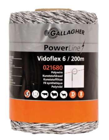Eltråd Gallagher Vidoflex 6 Vit 200m