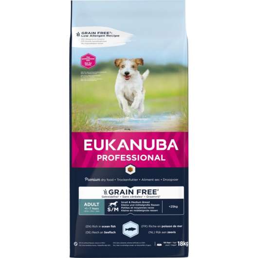 Eukanuba Dog Adult Grain Free Small & Medium Ocean Fish 18 kg