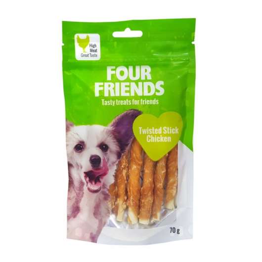 FourFriends Dog Twisted Stick Chicken 12,5 cm (7-pack)