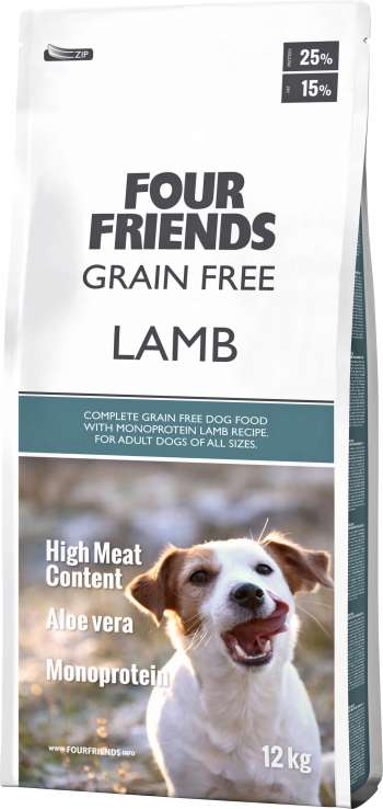 Hundfoder Four Friends Grain Free Lamm, 12 kg