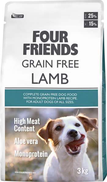 Hundfoder Four Friends Grain Free Lamm, 3 kg