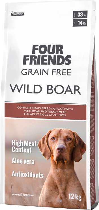 Hundfoder Four Friends Grain Free Vildsvin, 12 kg