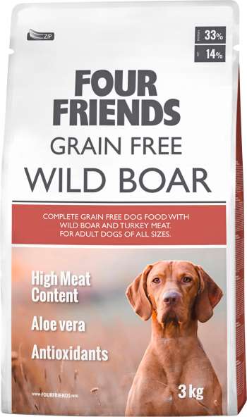 Hundfoder Four Friends Grain Free Vildsvin, 3 kg