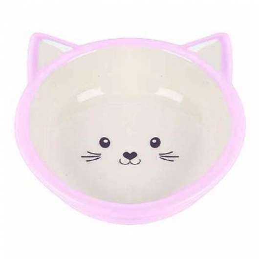 Kattskål i keramik - Rosa
