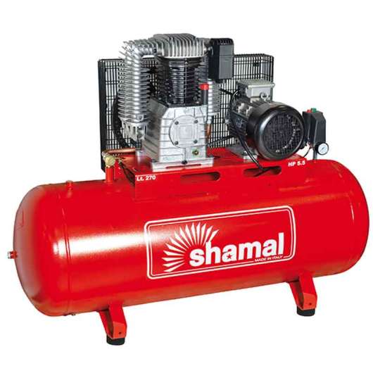 Kolvkompressor HD K30 5,5hk 10bar 270l/tank 586l/min 1000v/min Shamal