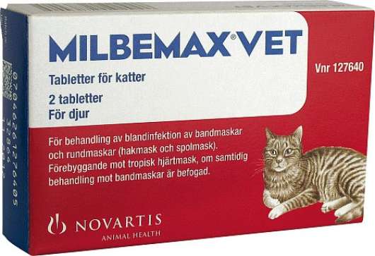 Milbemax Vet. Filmdragerad Tablett 16/40 mg, till katter - 2 st tabletter/frp