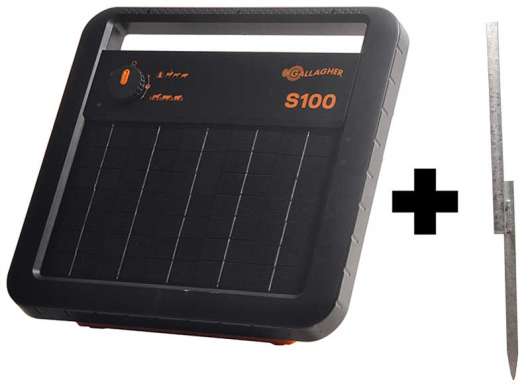 S100 solpanelsaggregat till elstängsel inkl batteri och stativ