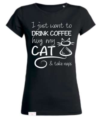 Supercat tshirt dam Coffee Svart