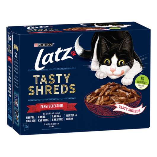 Tasty Shreds Farm Selection Våtfoder i Sås till Katt - 12 x 80 g