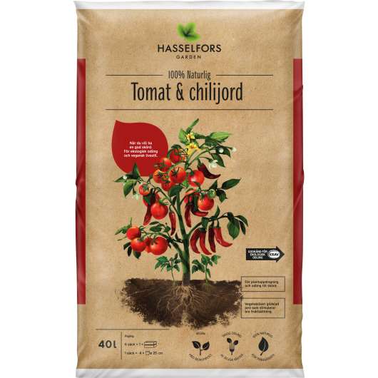 Tomat- och Chilijord Hasselfors, 40 l